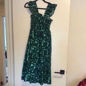 Hill House Dark Green Floral nap Dress